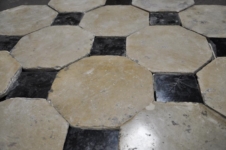 Reclaimed Cabochons Flooring

Antique cabochon clay in limestone. Eighteenth century.

Lot of 45 m²
Dimensions:
Pierre de Bourgogne size: 330mm (15") and 3cm ( 1,2") thickness, 
Black marble  size:130mm 